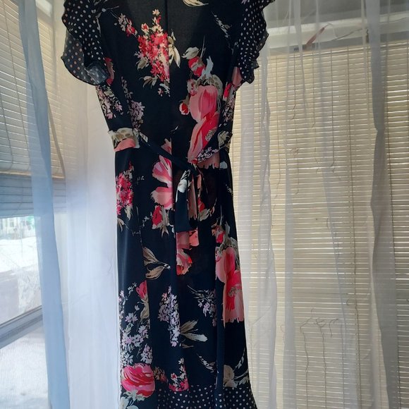 J.T.B. Black with Pink Floral & Polka Dot Dress - Picture 2 of 5